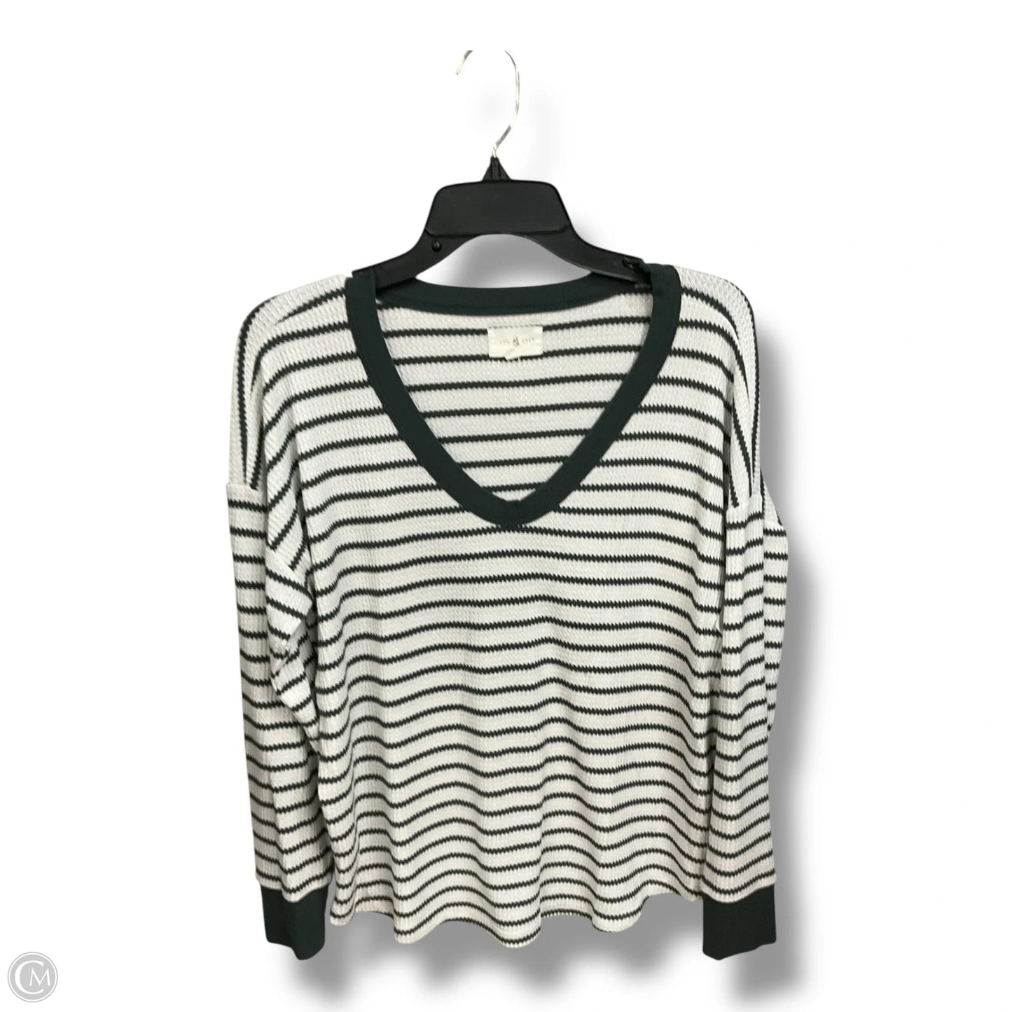 Athletic Top Long Sleeve Collar By Lou And Grey In Striped Pattern, Size: M