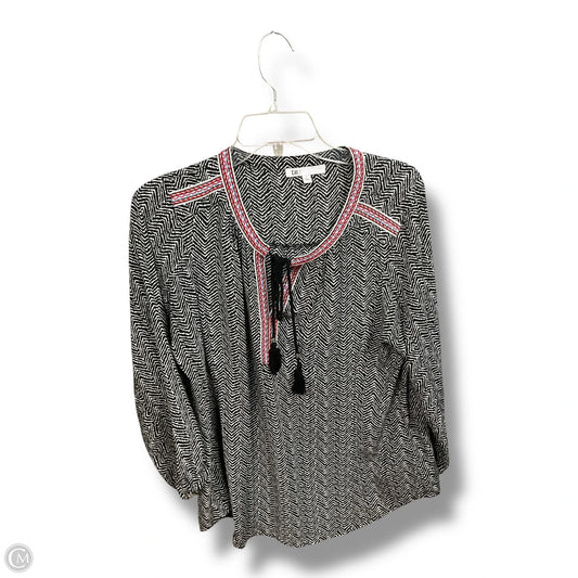 Top Long Sleeve By Dr2 In Black & White, Size: L