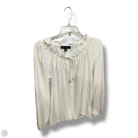 Top Long Sleeve By Joan Vass In White, Size: M