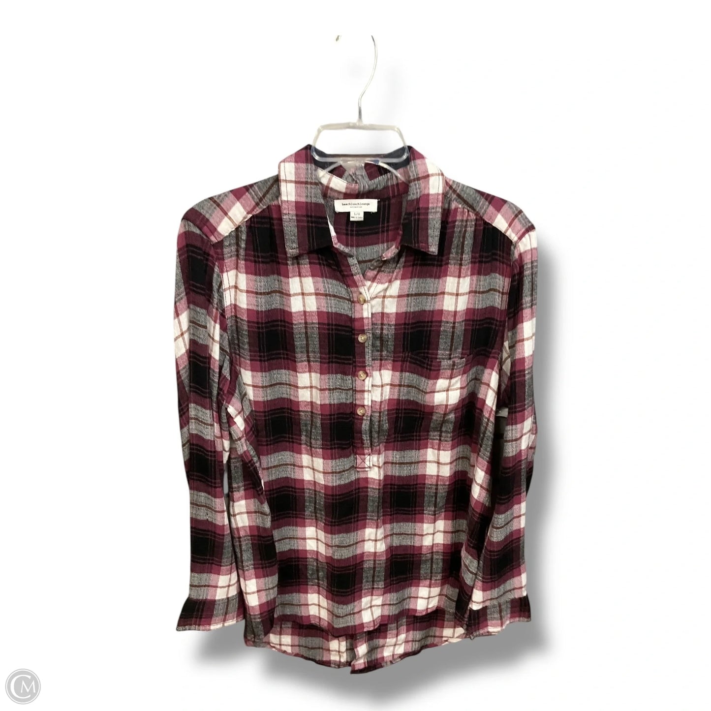 Tunic Long Sleeve By Beachlunchlounge In Plaid Pattern, Size: L