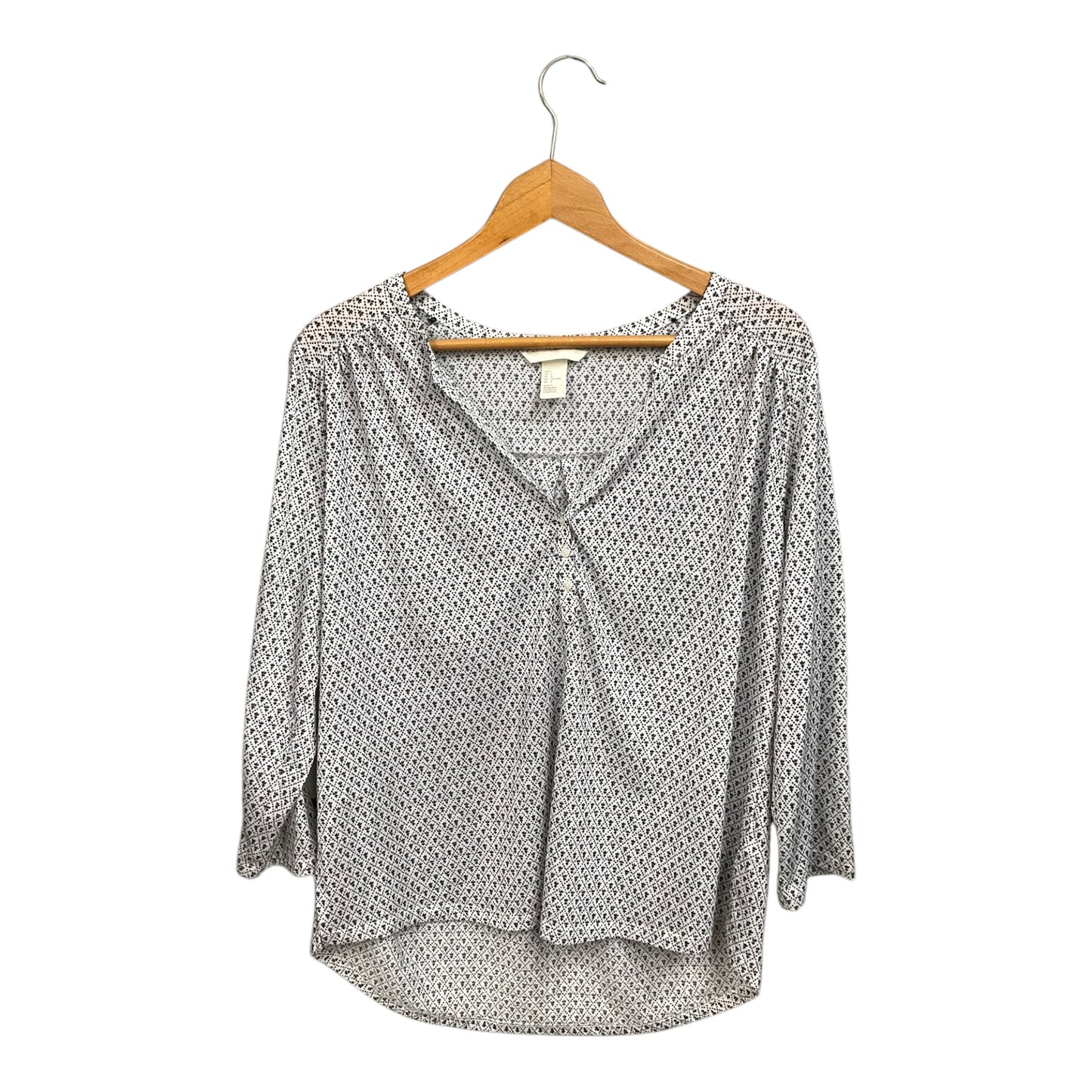 Top Long Sleeve By H&m In Black & White, Size: L