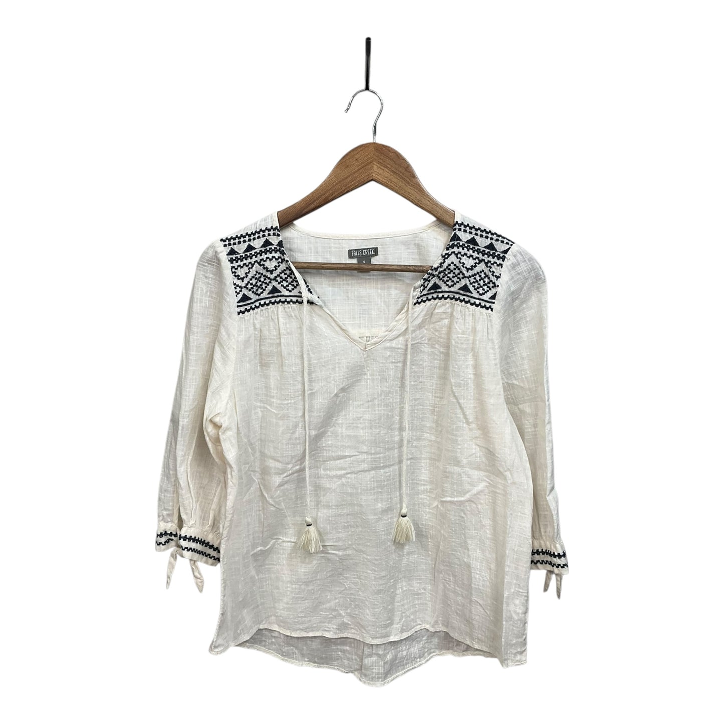 Blouse 3/4 Sleeve By Falls Creek In White, Size: S