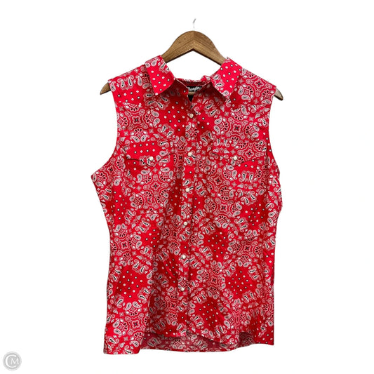 Blouse Sleeveless By Wrangler In Red, Size: Xl