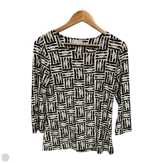 Top 3/4 Sleeve By Jm Collections In Black & Cream, Size: S