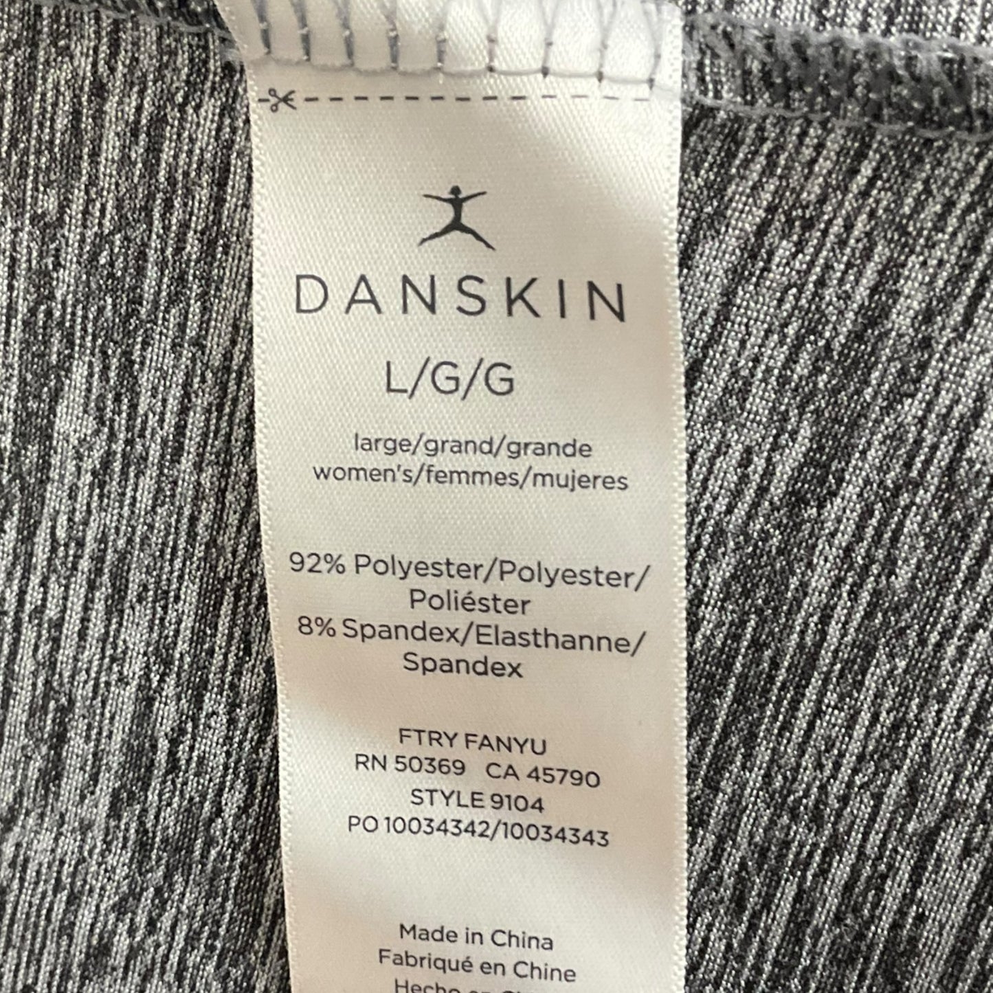 Athletic Top Short Sleeve By Danskin In Grey, Size: L