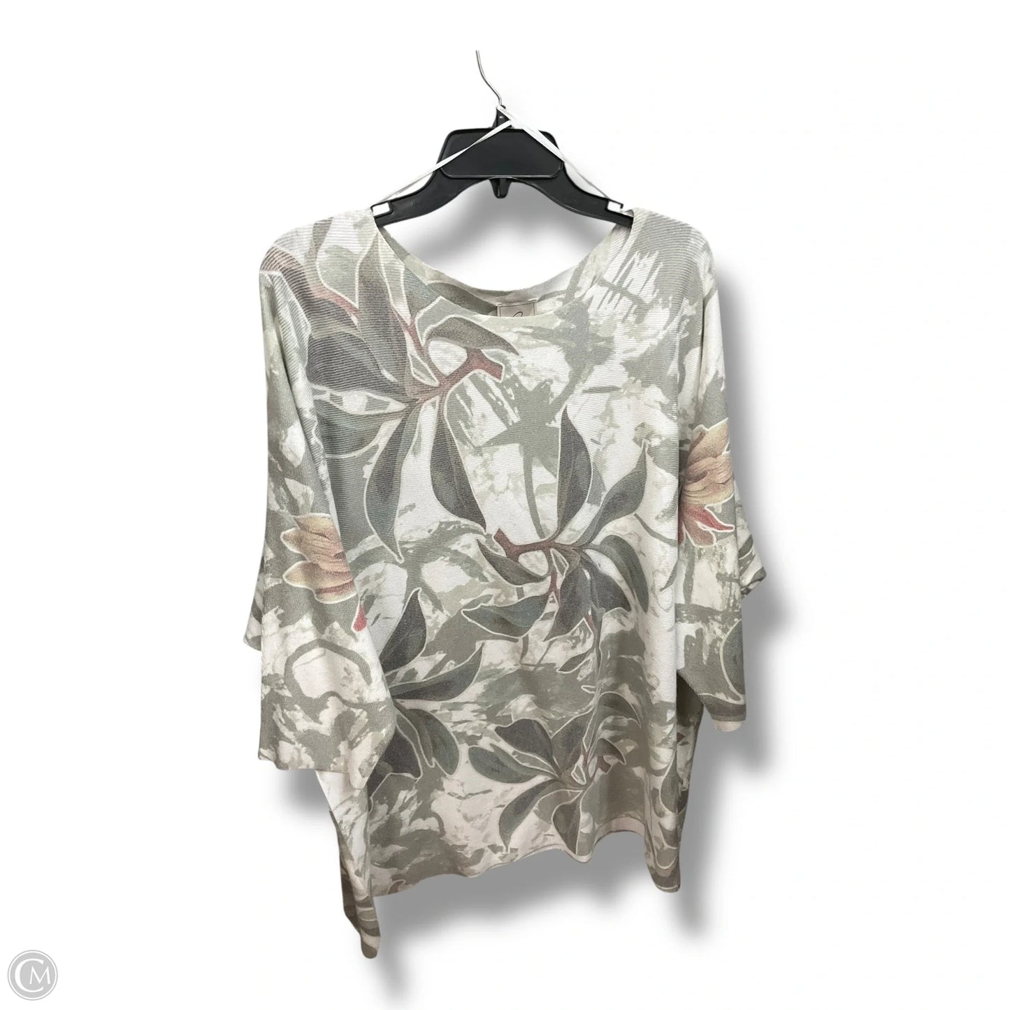 Top 3/4 Sleeve By Sioni In Floral Print, Size: 3x