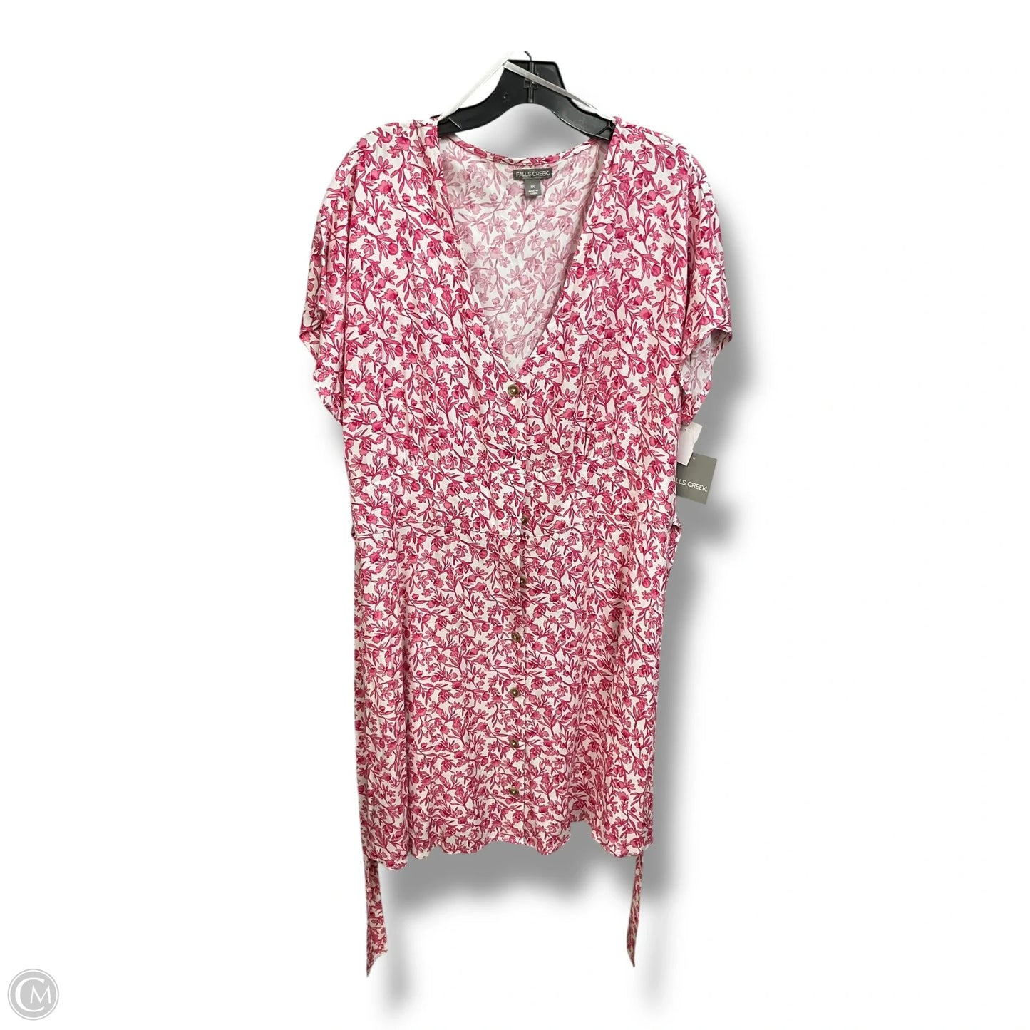 Dress Casual Midi By Falls Creek In Pink & White, Size: 1x