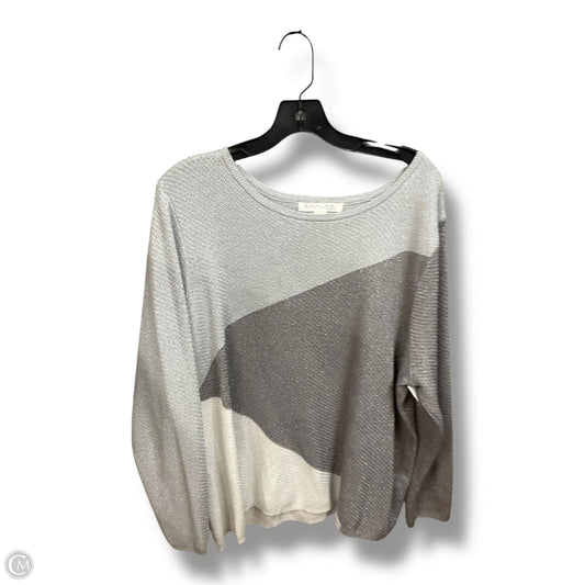 Top Long Sleeve By Emaline In Grey & Silver, Size: 2x