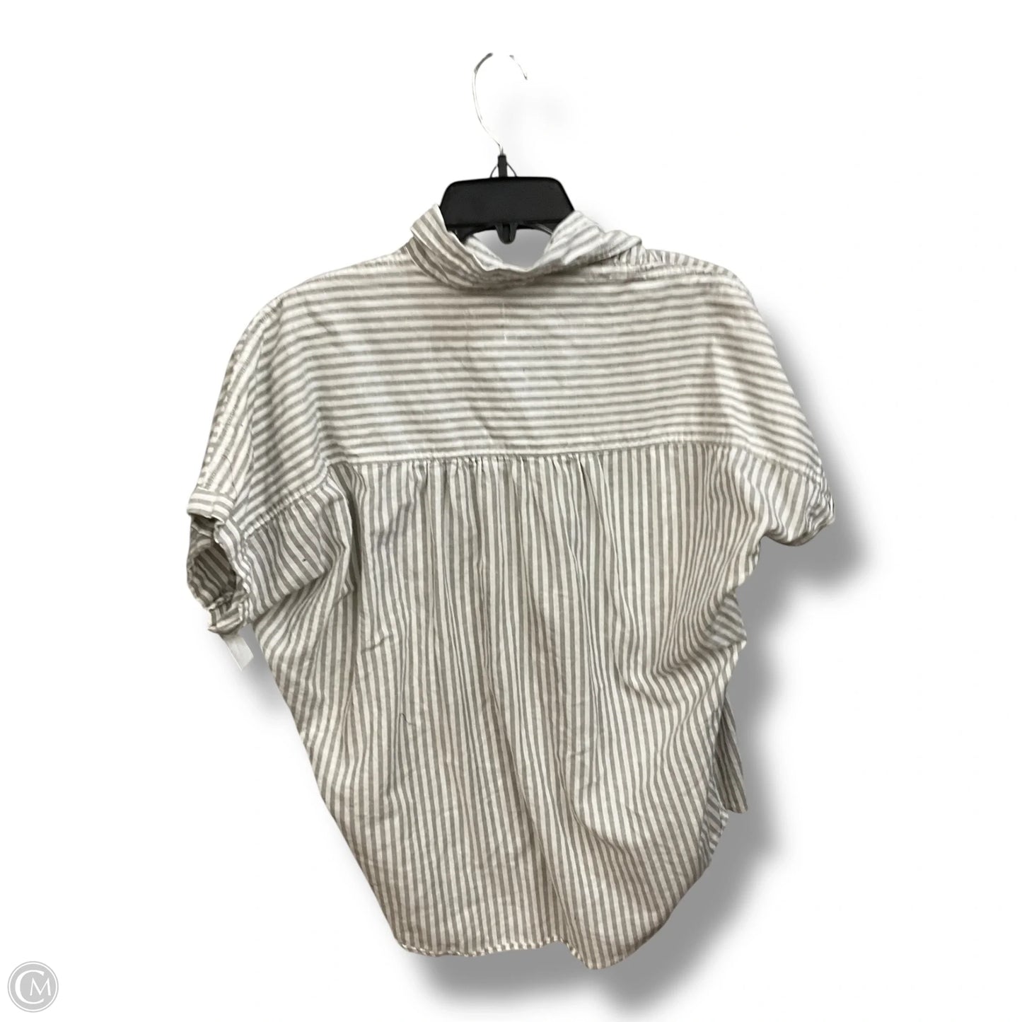 Blouse Short Sleeve By Clothes Mentor In Grey & White, Size: S