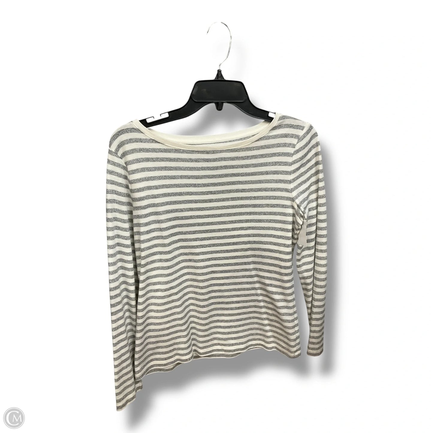 Top Long Sleeve By Talbots In Silver & White, Size: M