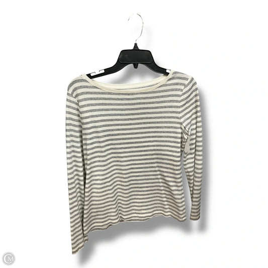 Top Long Sleeve By Talbots In Silver & White, Size: M