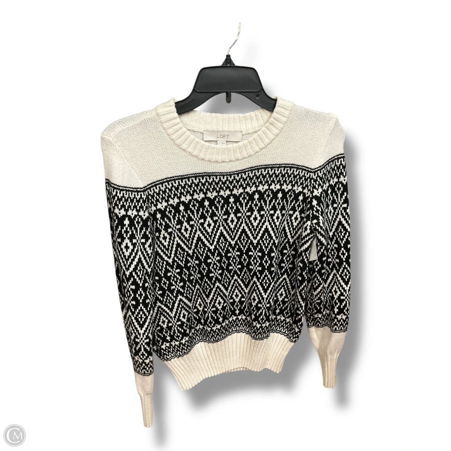 Sweater By Loft In Black & Cream, Size: S