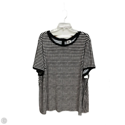 Top Short Sleeve By Anne Klein In Black & White, Size: 3x