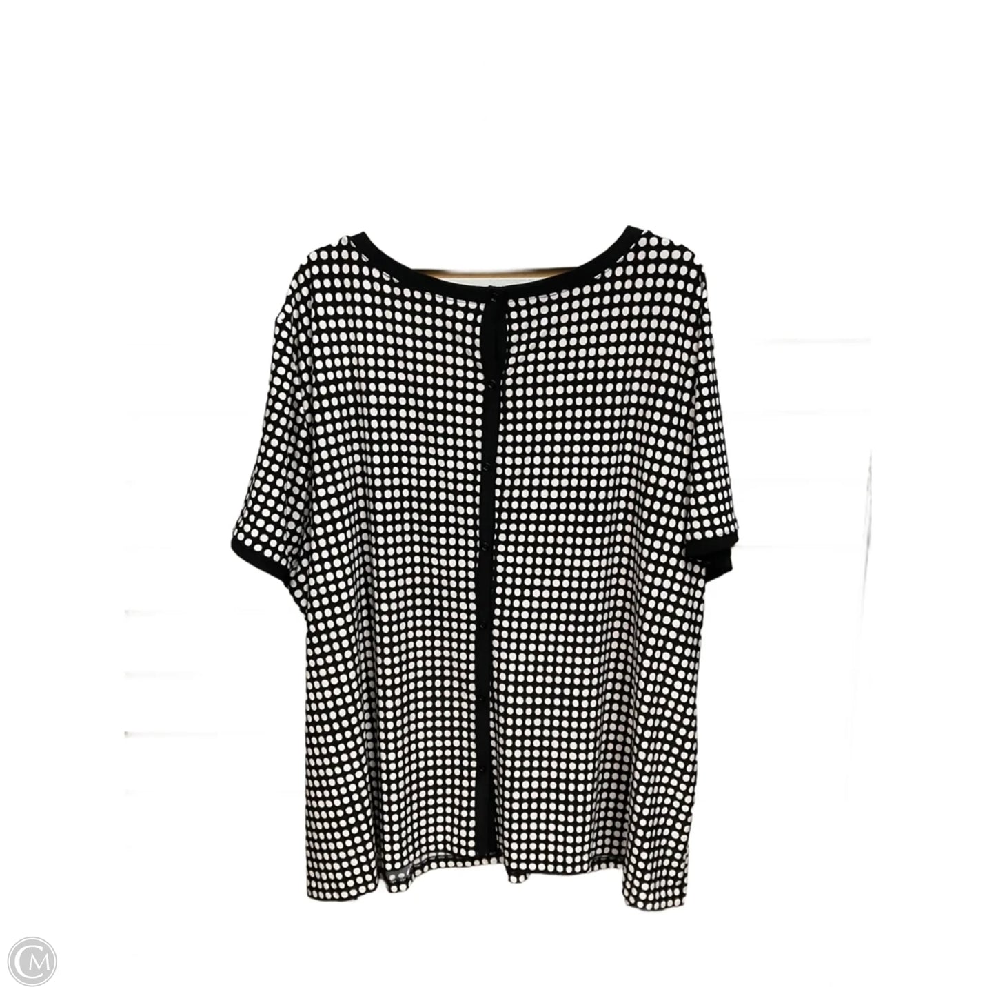 Top Short Sleeve By Anne Klein In Black & White, Size: 3x