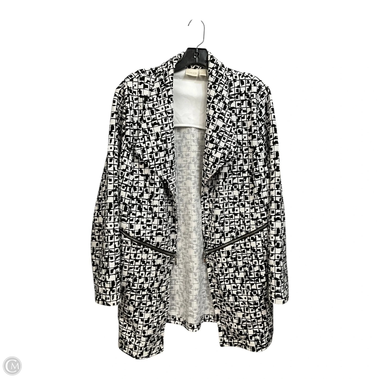 Blazer By Chicos In Black & White, Size: Xl
