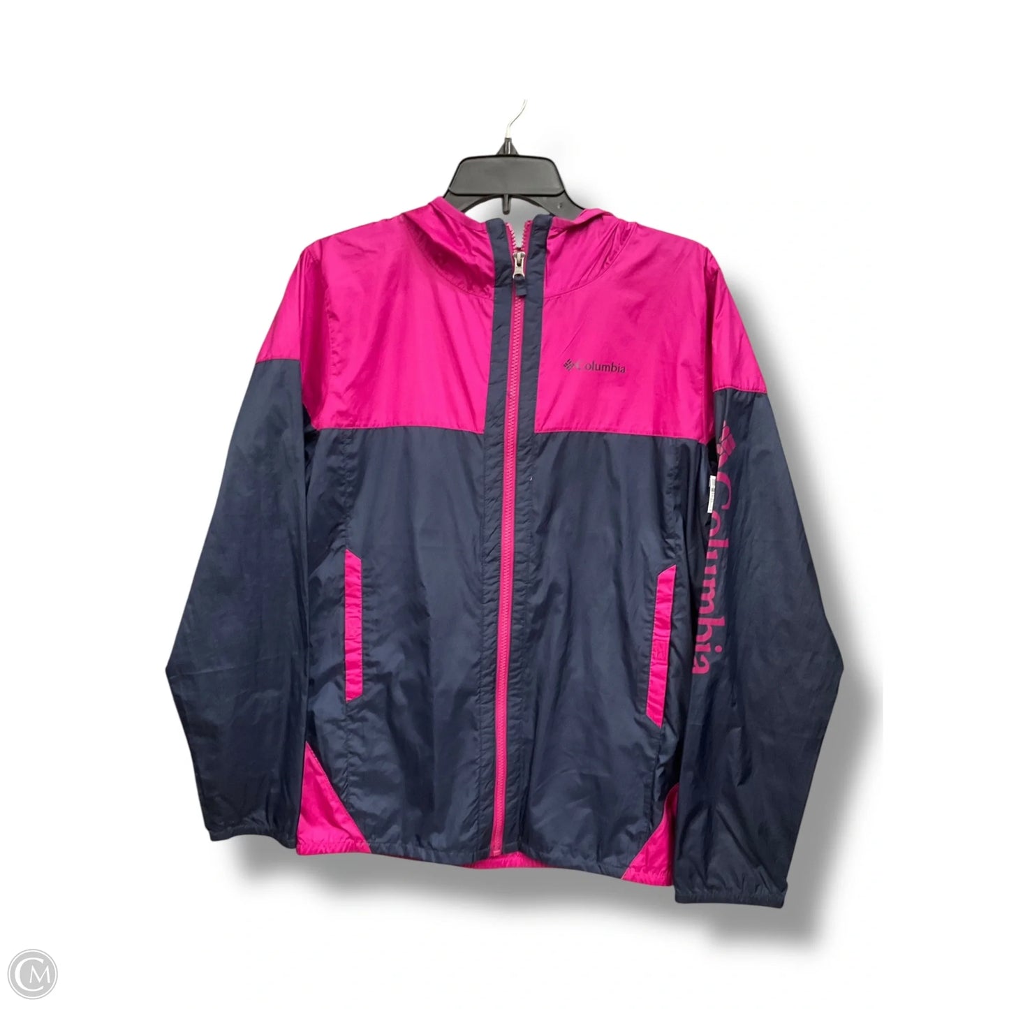 Jacket Windbreaker By Columbia In Grey & Pink, Size: Xl