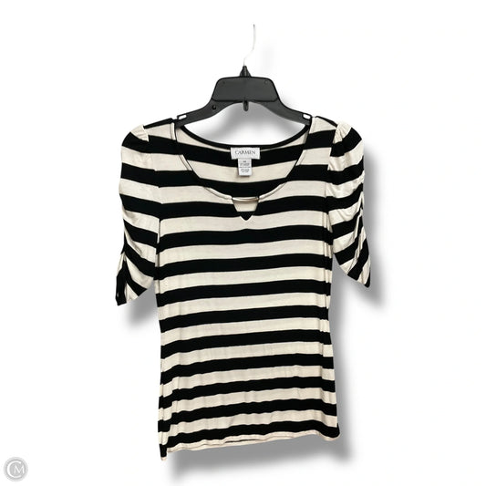 Top 3/4 Sleeve By Carmen By Carmen Marc Valvo In Black & White, Size: Xs