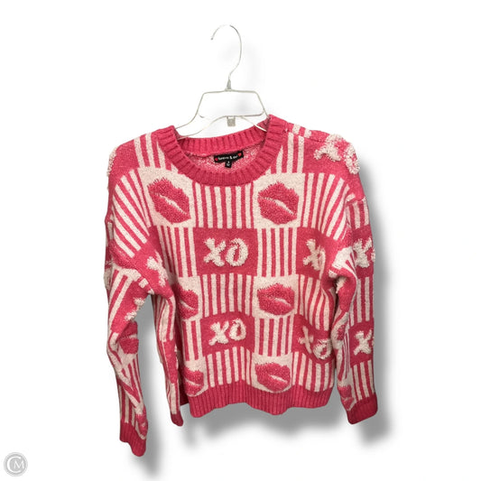 Sweater By Clothes Mentor In Pink & White, Size: S