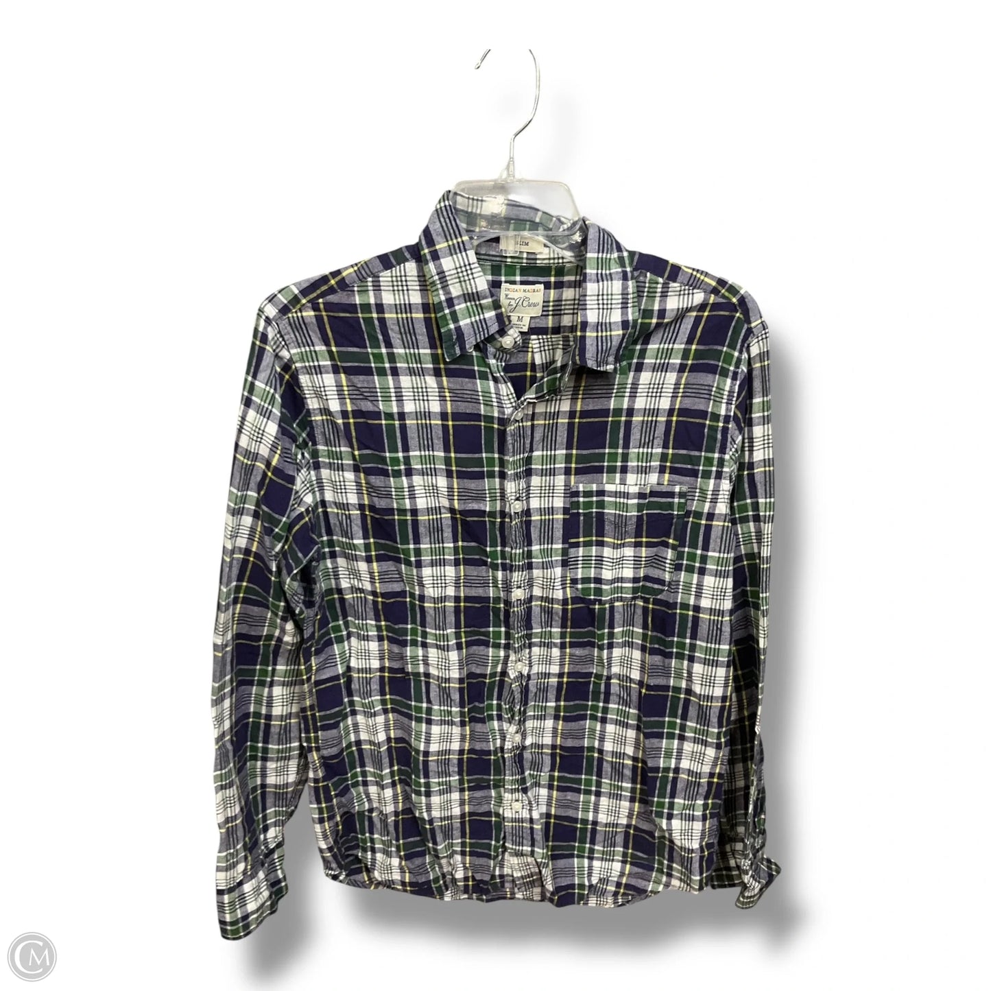 Blouse Long Sleeve By J. Crew In Plaid Pattern, Size: M