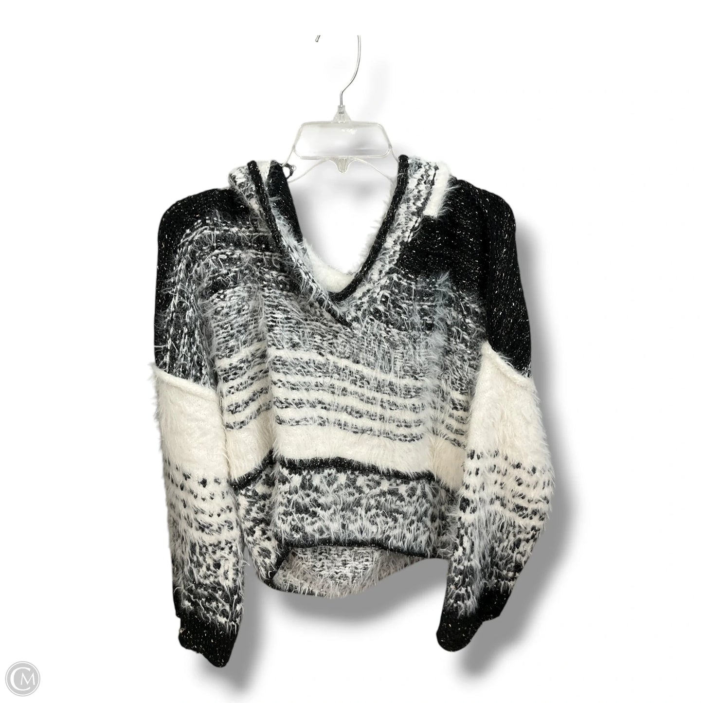 Sweatshirt Hoodie By Pilcro In Black & White, Size: M