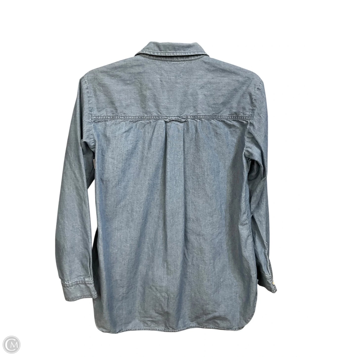 Blouse Long Sleeve By Anthropologie In Blue Denim, Size: Xs
