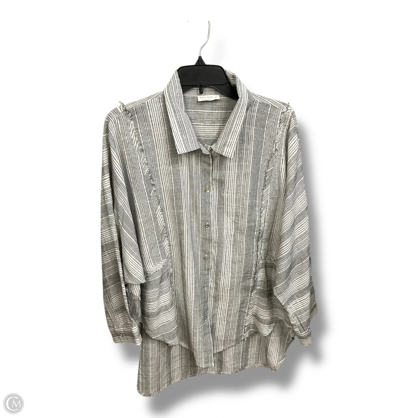 Blouse Long Sleeve By Miss Love In Black & White, Size: L