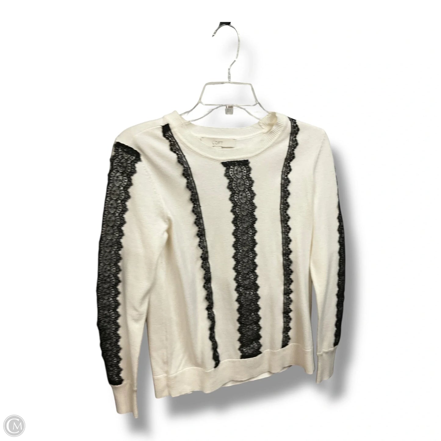 Top Long Sleeve By Loft In Black & White, Size: S