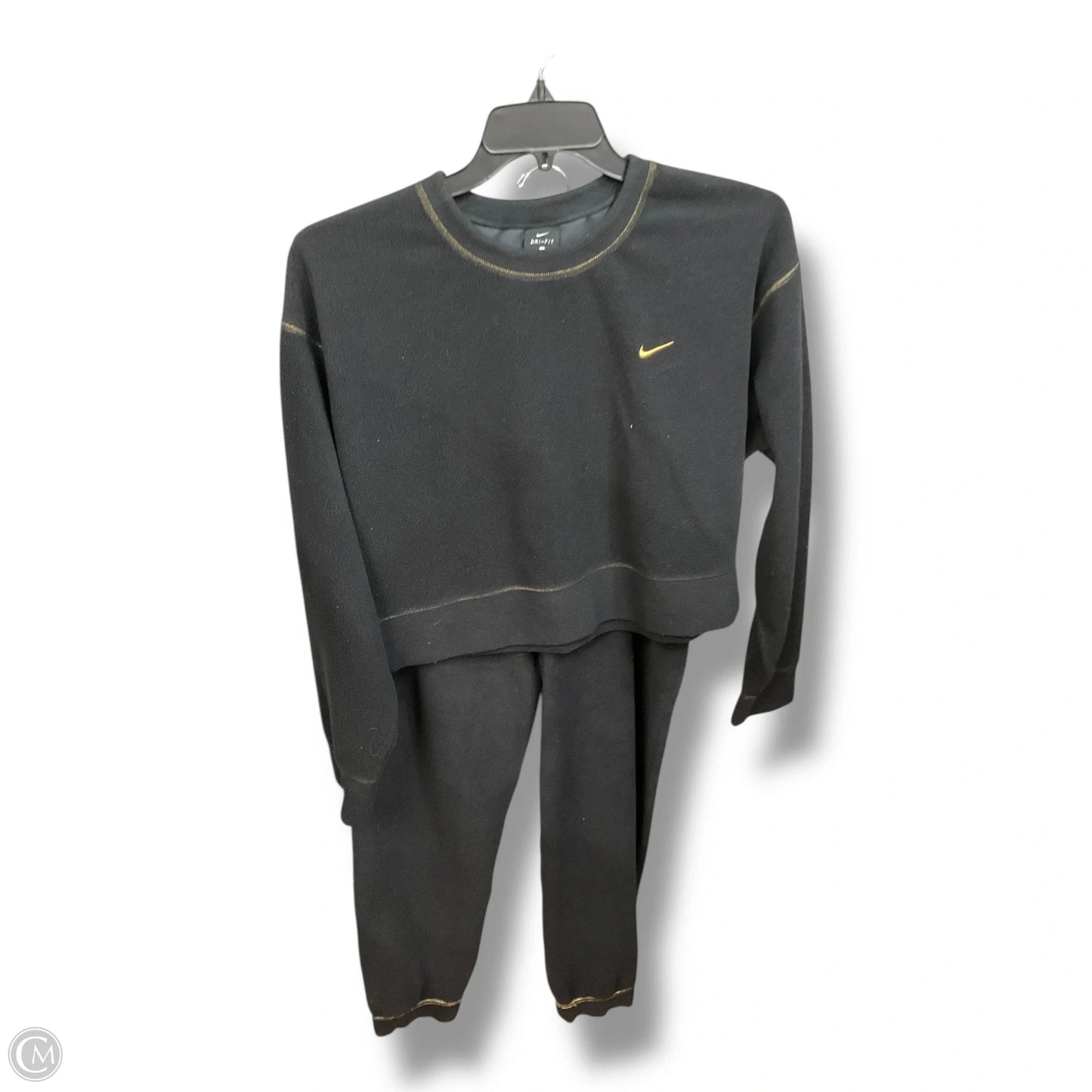 Athletic Pants 2pc By Nike Apparel In Black & Gold, Size: L