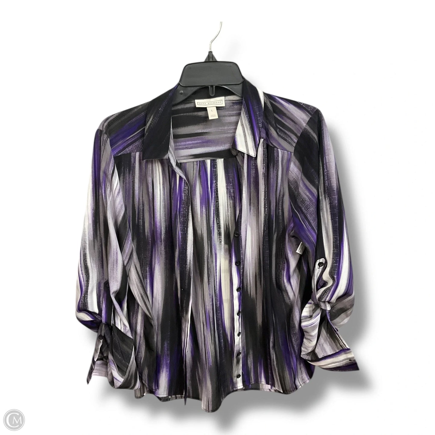 Blouse Long Sleeve By Dana Buchman In Multi-colored, Size: L