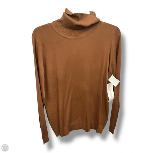 Top Long Sleeve Basic By Calvin Klein In Brown, Size: L
