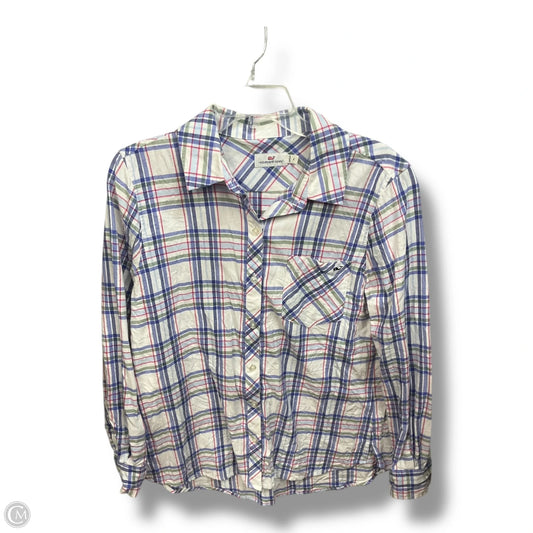 Blouse Long Sleeve By Vineyard Vines In Plaid Pattern, Size: M