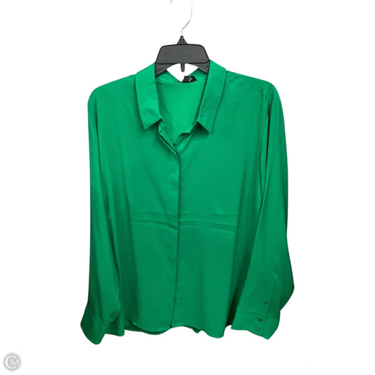 Blouse Long Sleeve By Express In Green, Size: Xl