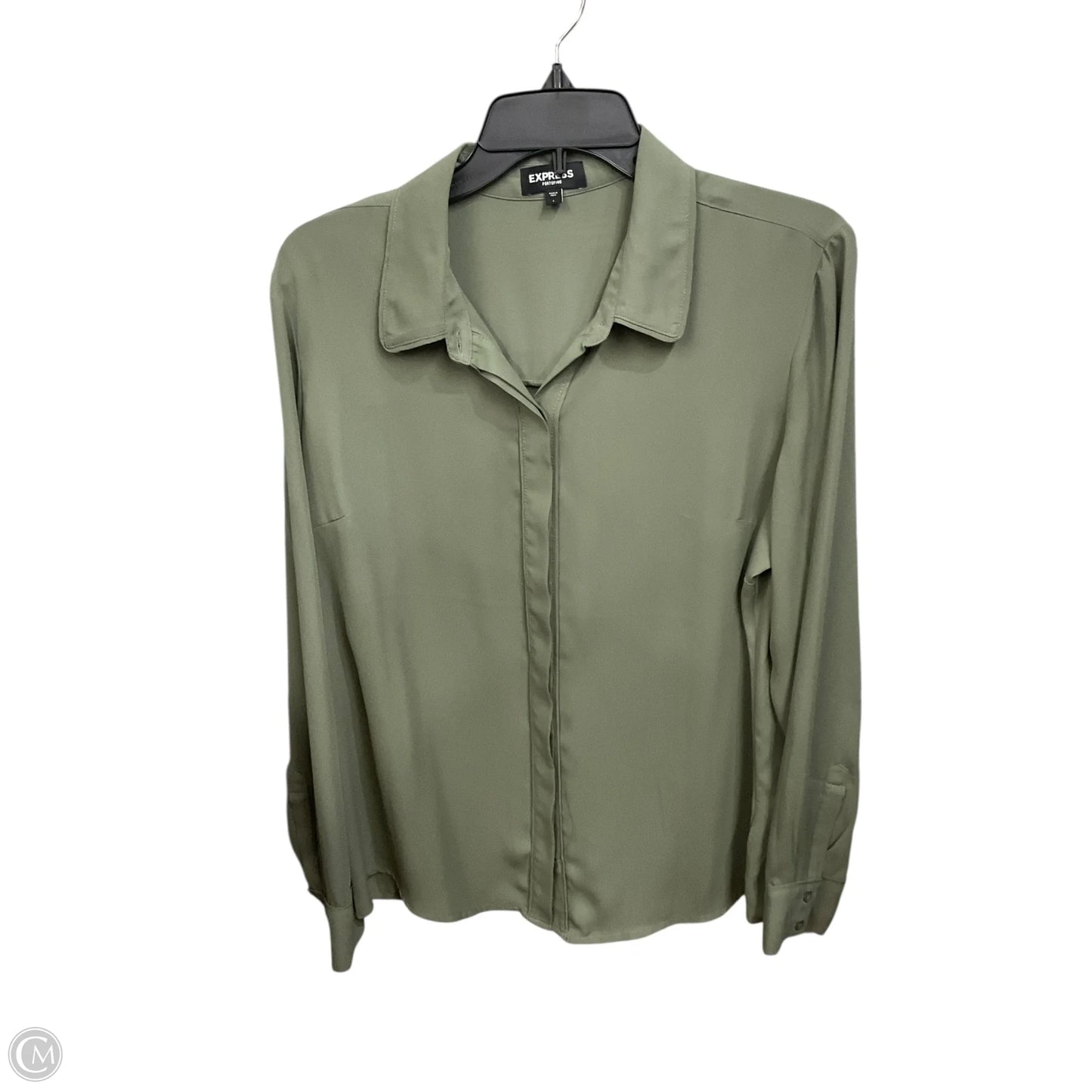 Blouse Long Sleeve By Express In Green, Size: L