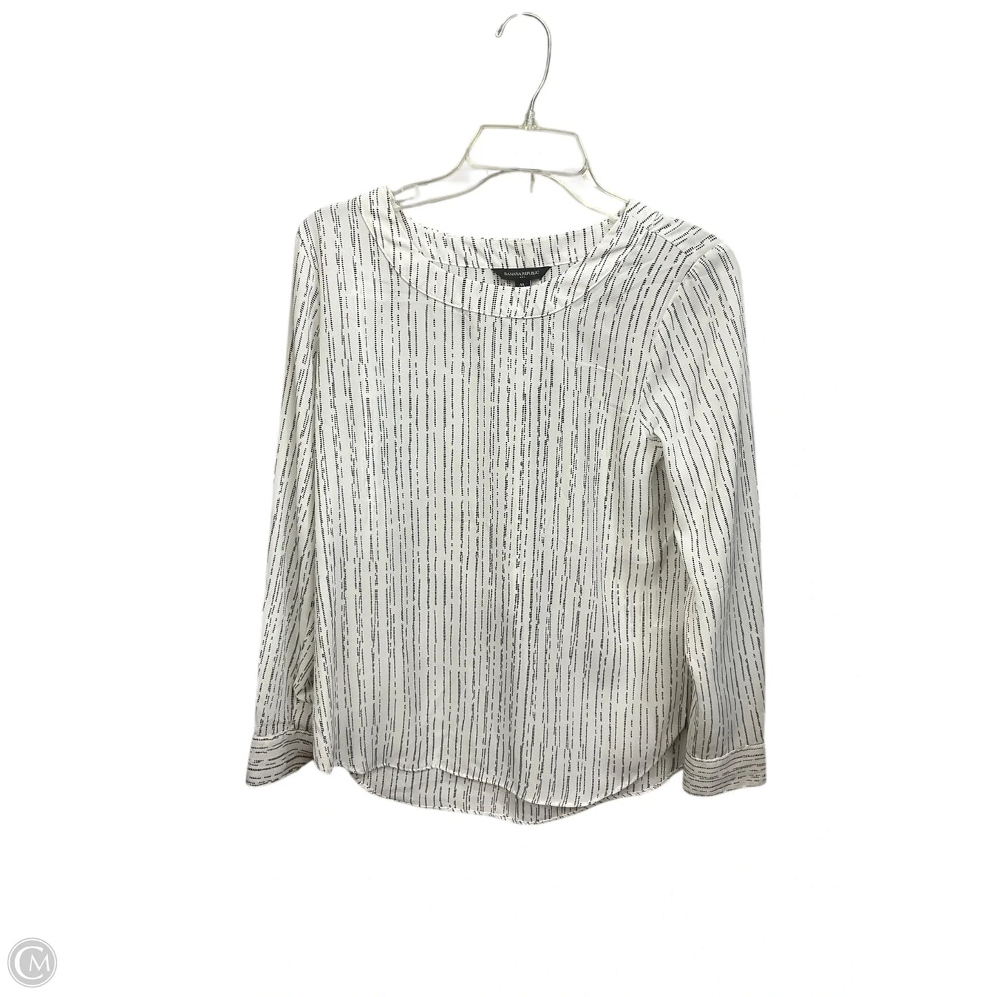 Blouse Long Sleeve By Banana Republic In Black & White, Size: M