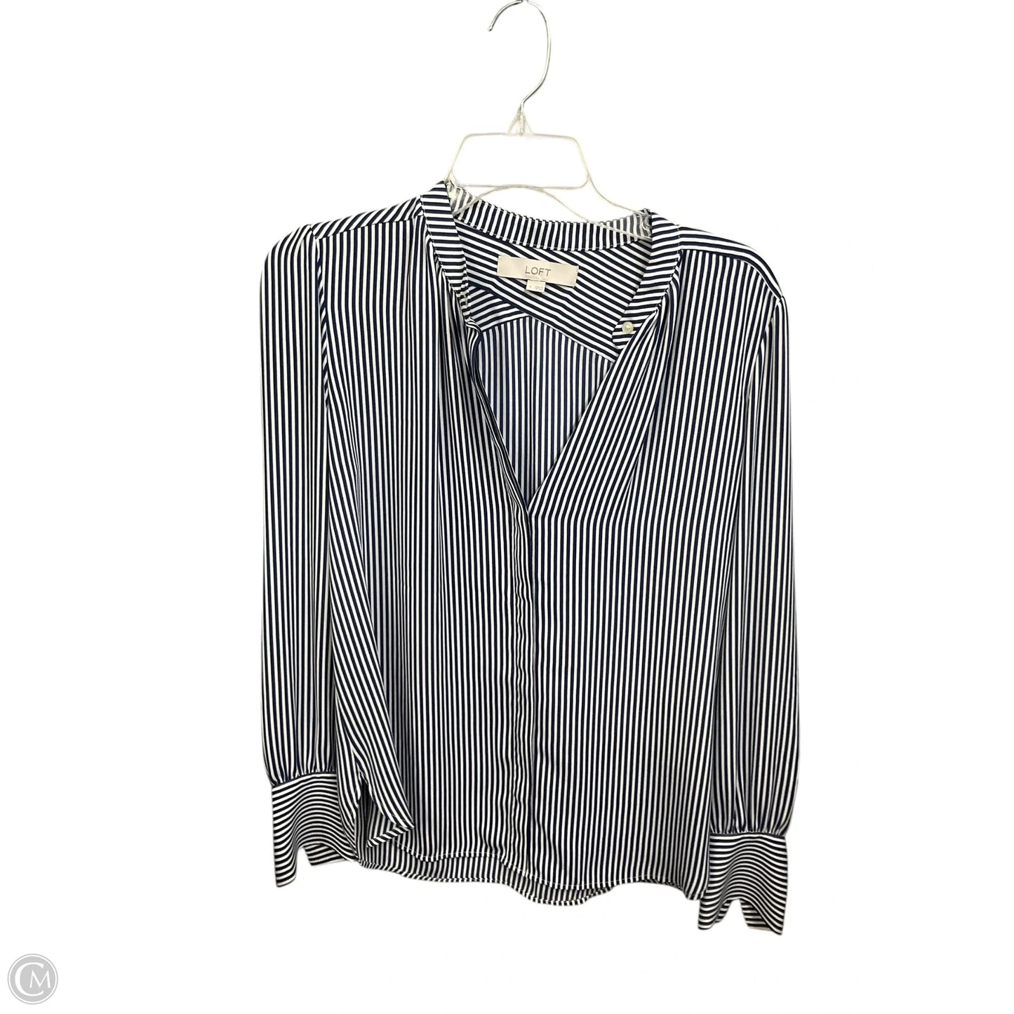 Blouse Long Sleeve By Loft In Striped Pattern, Size: S