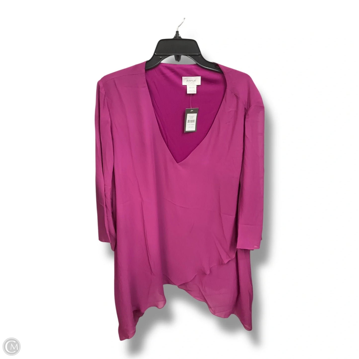 Top 3/4 Sleeve Basic By Clothes Mentor In Purple, Size: 3x