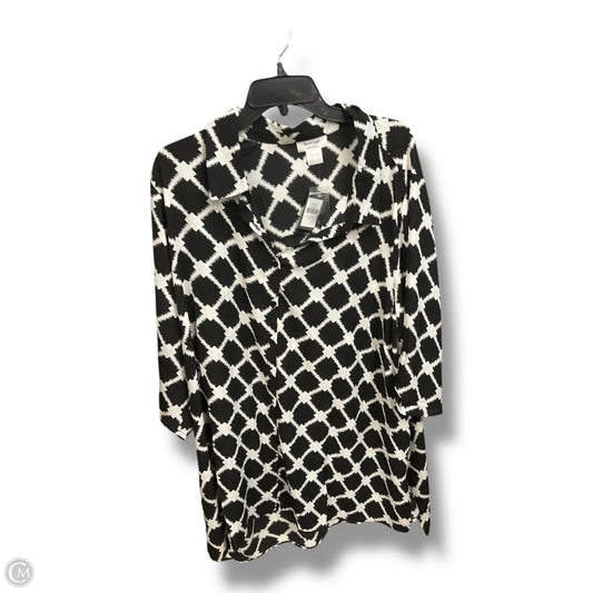 Blouse Short Sleeve By Clothes Mentor In Black & White, Size: 4x