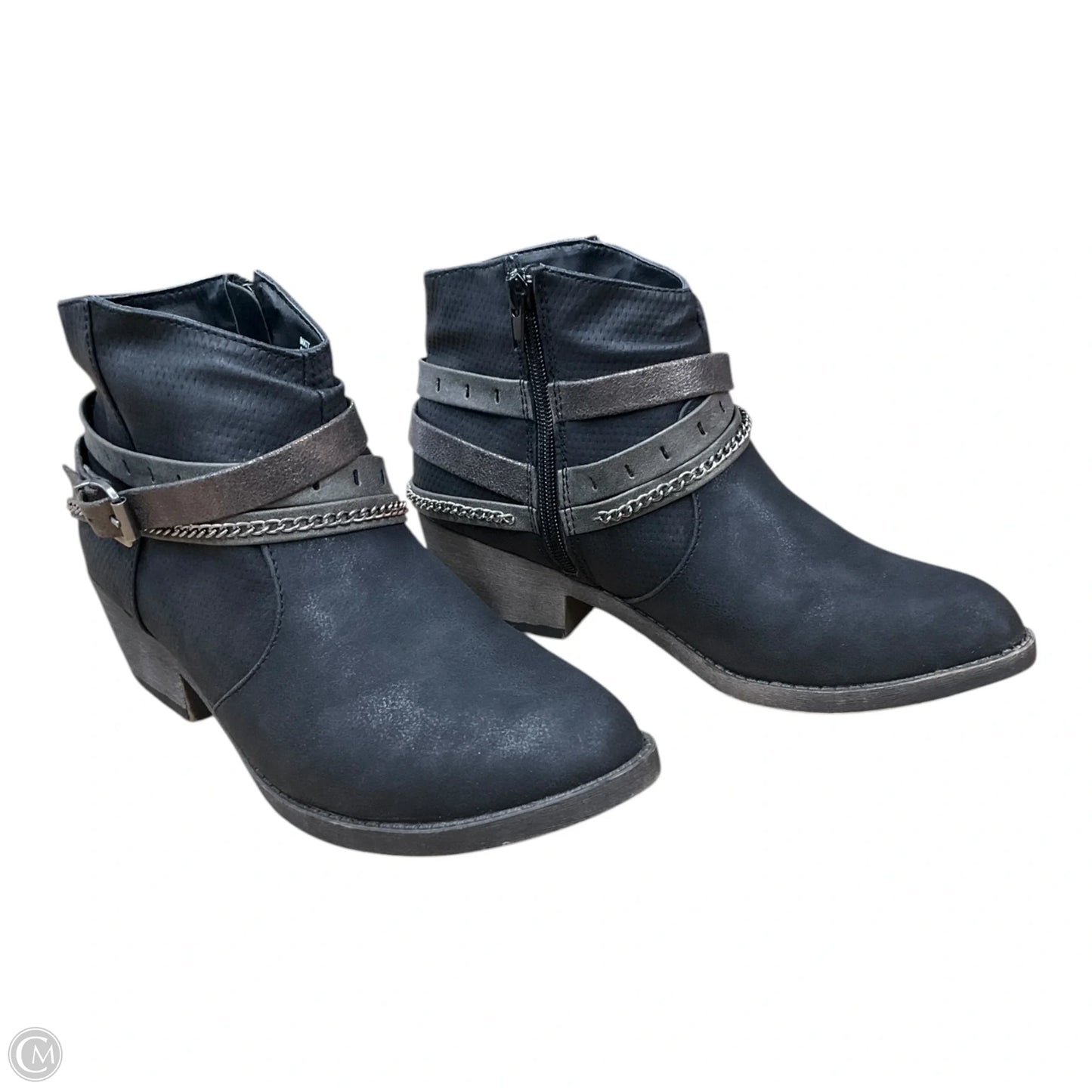 Boots Ankle Heels By Jelly Pop In Black & Grey, Size: 7.5