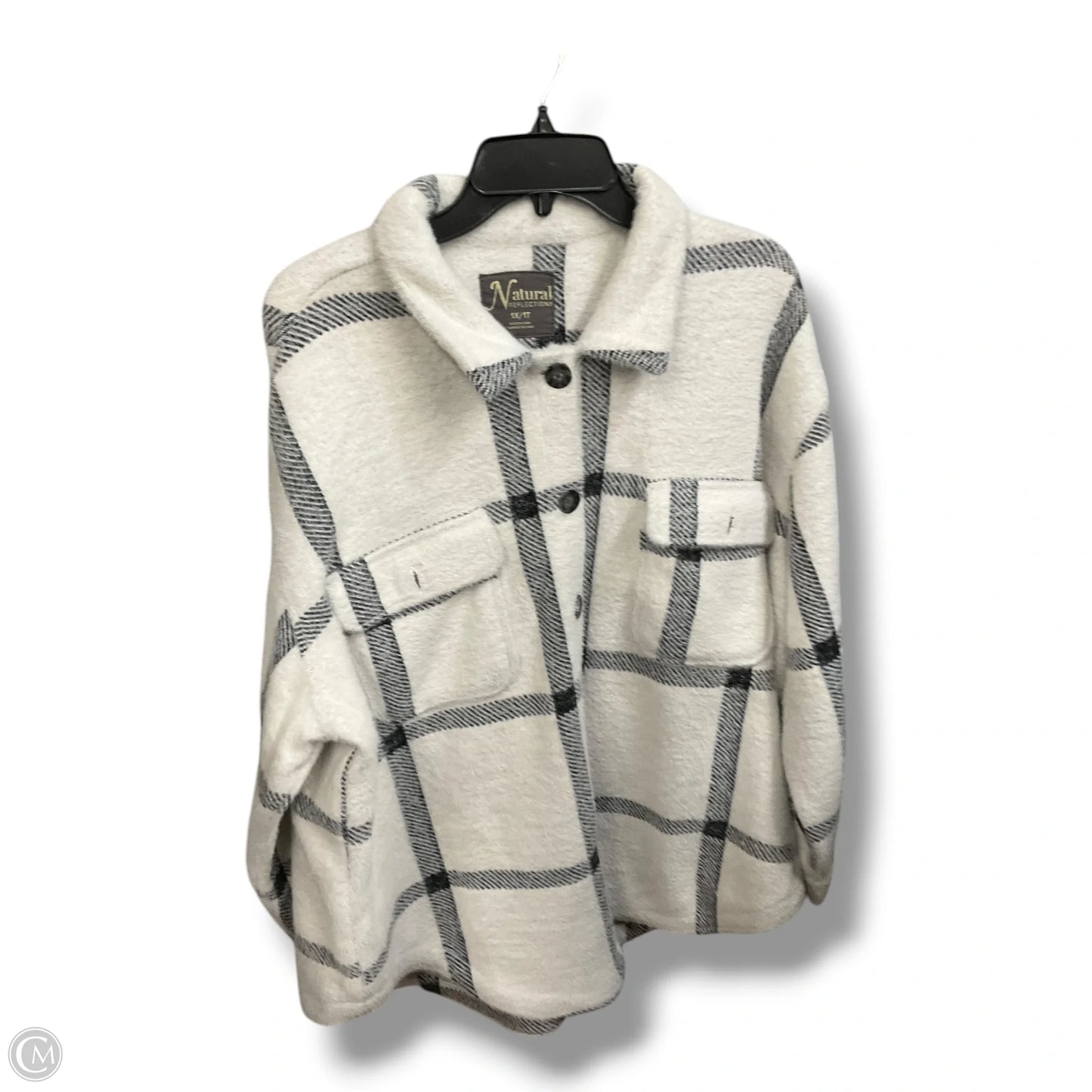 Jacket Shirt By Natural Reflections In Black & White, Size: 1x