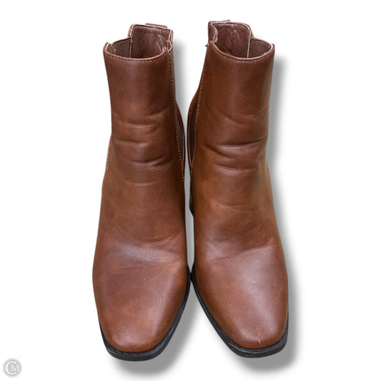 Boots Ankle Heels By Just Fab In Brown, Size: 7.5