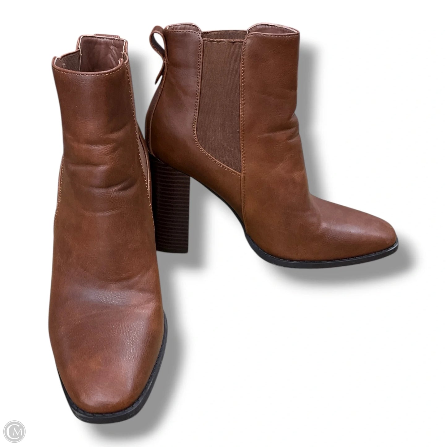 Boots Ankle Heels By Just Fab In Brown, Size: 7.5
