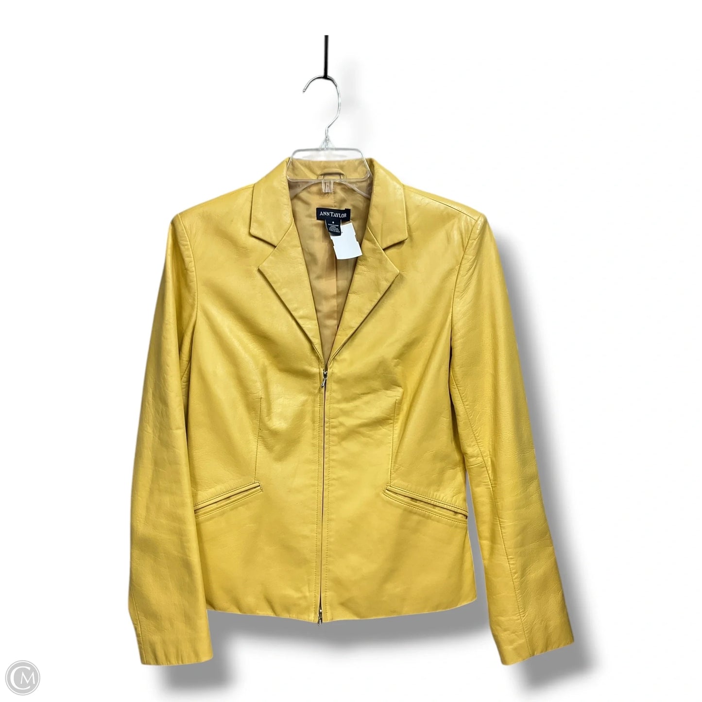 Jacket Leather By Ann Taylor In Yellow, Size: S
