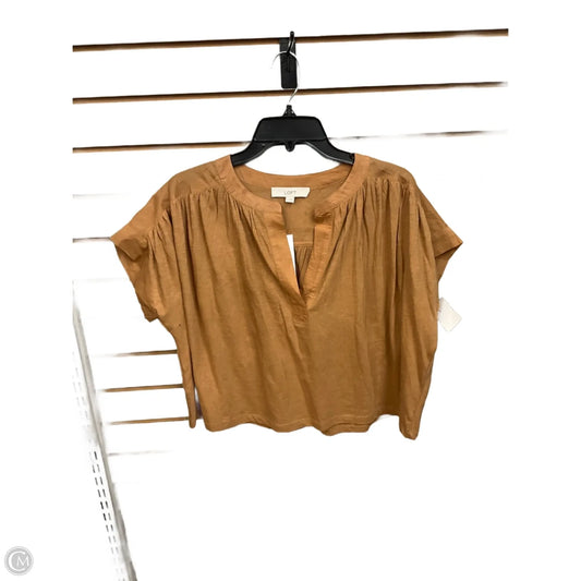 Top Short Sleeve Basic By Loft In Tan, Size: S