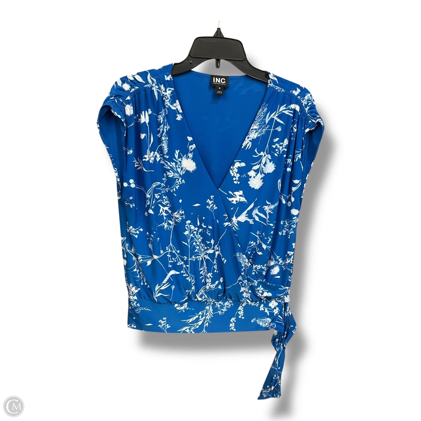 Blouse Sleeveless By Inc In Blue & White, Size: M