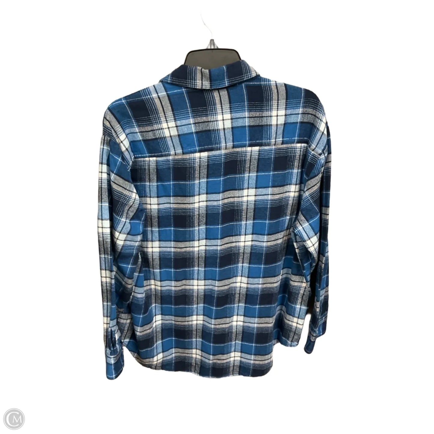 Blouse Long Sleeve By Old Navy In Plaid Pattern, Size: L