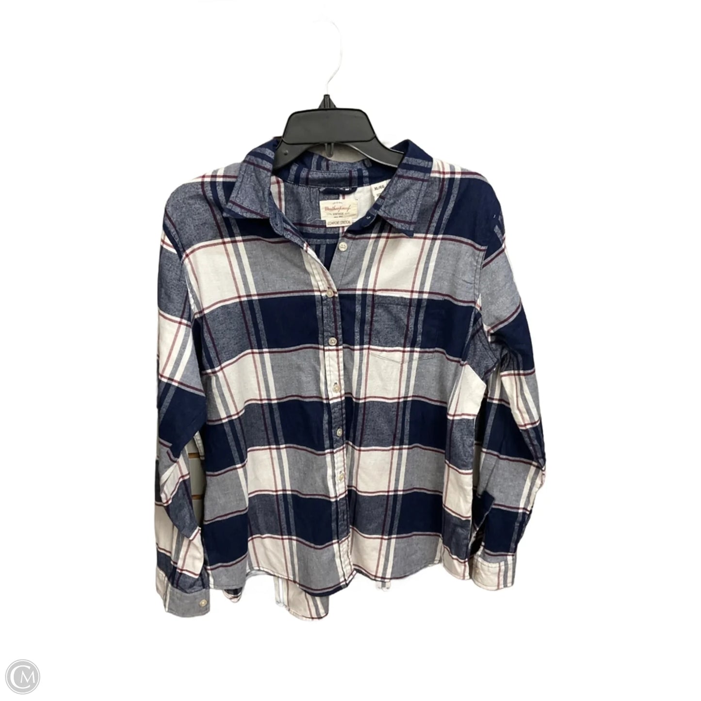 Top Long Sleeve By Weatherproof In Plaid Pattern, Size: Xl