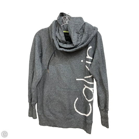 Athletic Top Long Sleeve Collar By Calvin Klein In Grey, Size: M