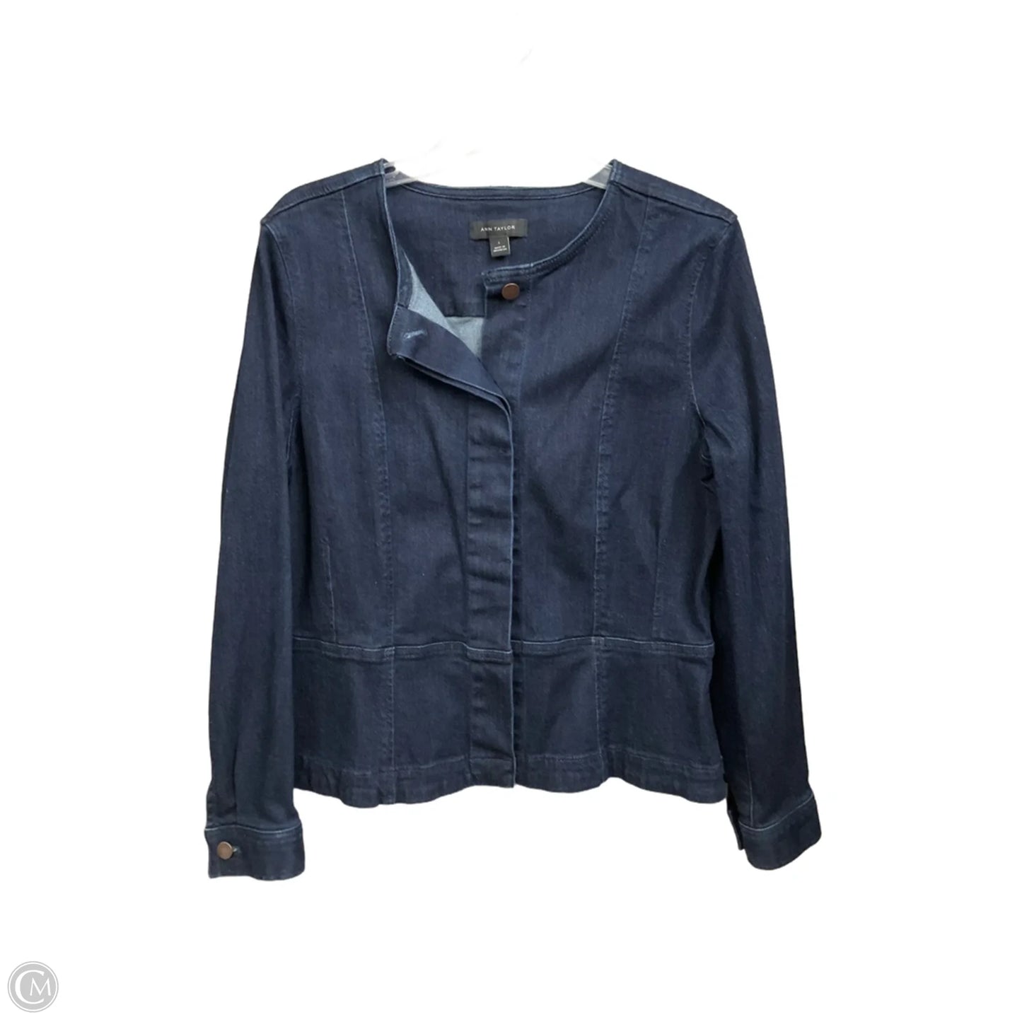 Jacket Denim By Ann Taylor In Blue Denim, Size: L
