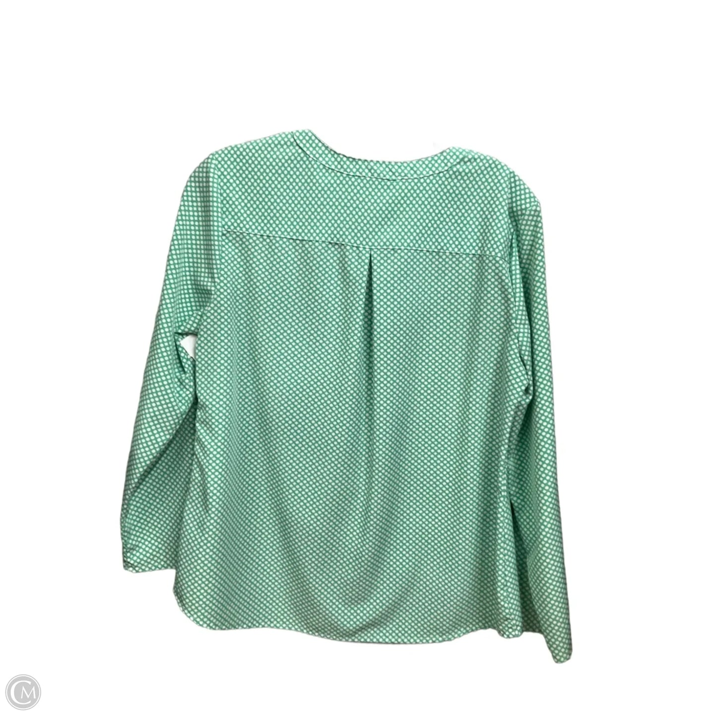 Blouse Long Sleeve By Clothes Mentor In Green & White, Size: M