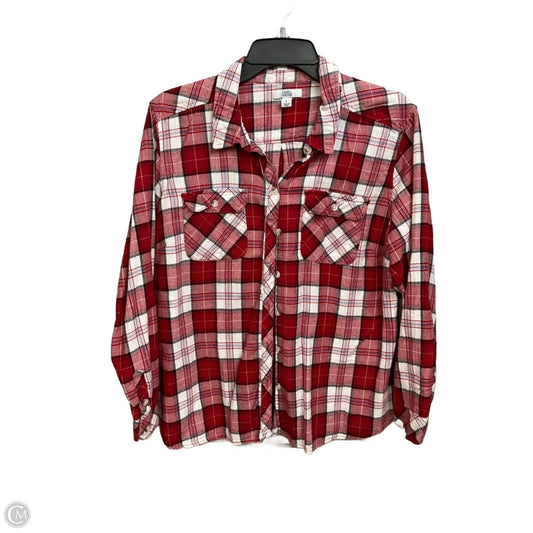 Top Long Sleeve By Croft And Barrow In Plaid Pattern, Size: L